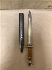 GERMAN WWII K98 MAUSER BAYONET FIXED BLADE COMBAT KNIFE WITH WOODEN HANDLE
